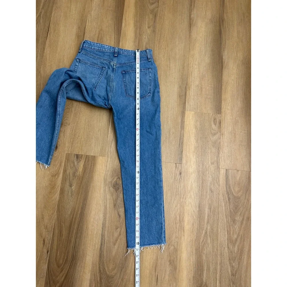 Rag & Bone Nina High-Rise Ankle Cigarette Jeans Poppy Blue Raw Hem  27
